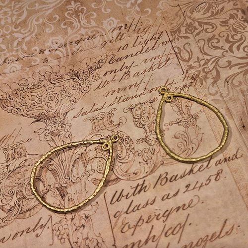 1 paire de pendentifs boucles d'oreilles laiton doré goutte connecteur 42 x 30 mm