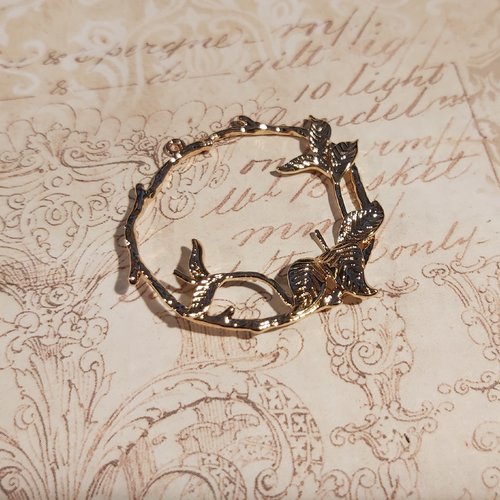 1 pendentif feuilles laiton doré champagne 38 mm