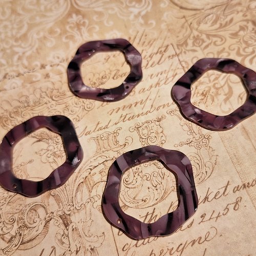 1 pendentif asymétrique 38 mm resine tons violets