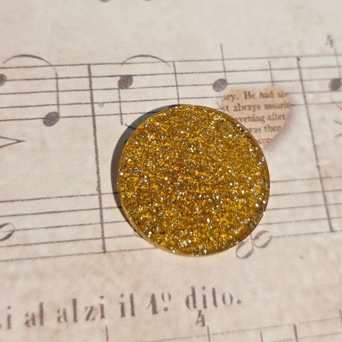 1 pendentif connecteur intercalaire doré rond 20 mm acrylique paillettes