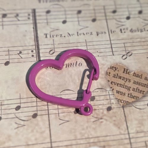 1 porte clé métal coeur rose 29 mm x 30 mm
