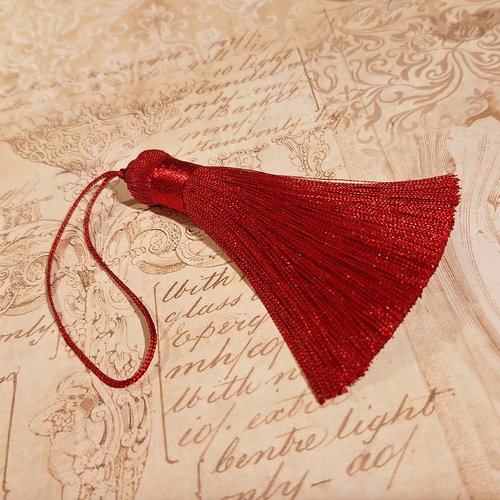 1 pompon polyester 8 cm rouge
