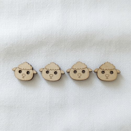 Lot de 4 boutons mouton en bois