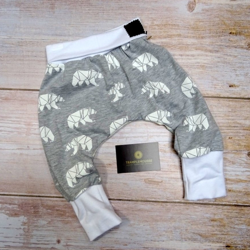 Pantalon Sarouel Bebe En Jersey A Motif Ours Polaire Origami Un Grand Marche