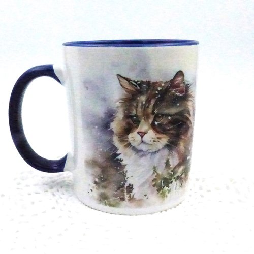 Mug chats en céramique intérieur et bord en couleur d'une capacité de 350 ml