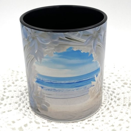 Mug ocean en céramique intérieur et bord en couleur d'une capacité de 350 ml
