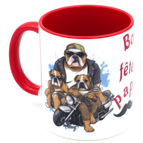Mug fete des peres en céramique intérieur et bord en couleur d'une capacité de 350 ml