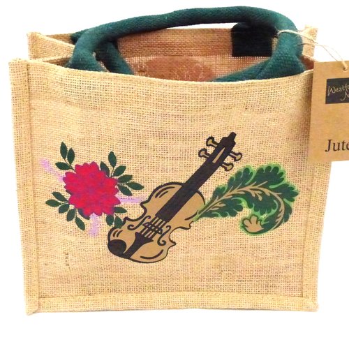 Sac en jute lecture et musique petit modèle
