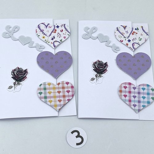 Carte saint valentin - modèle 3 coeurs