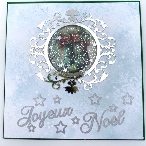 Carte de noel simple avec shaker et enveloppe assortie - modèle vert botte