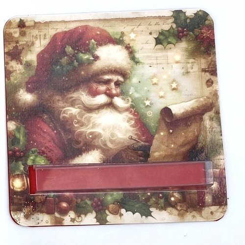 Carte de noel porte billets plastifié au format 10 x 10 - père noël