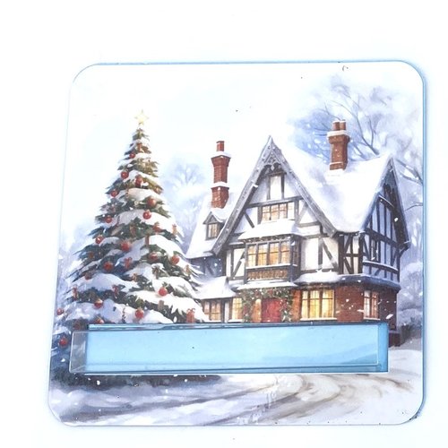 Carte de noel porte billets plastifié au format 10 x 10 - hiver