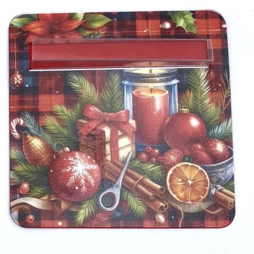 Carte de noel porte billets plastifié au format 10 x 10 - décor de noël