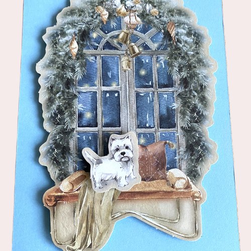 Carte de noel avec enveloppe assortie - modèle bleu clair