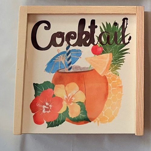 4 sous verre en bois dessous liège dans une boite en bois sublimé - cocktail