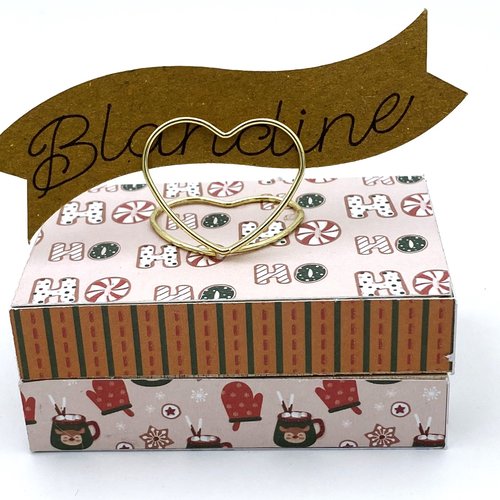 Lot de 3 boites en bois marque place, décorée de motif de noel - cadeau invites hohoho