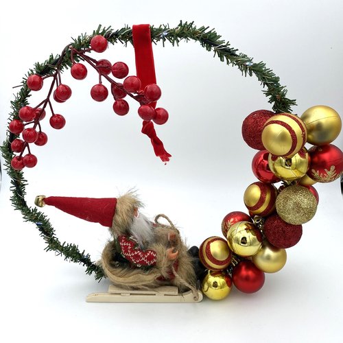 Couronne de l'avent - père noël en traineau
