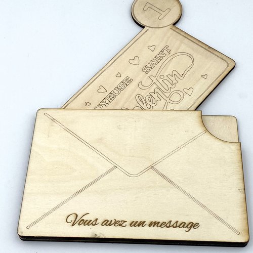 Enveloppe en bois "vous avez un message" pour la saint valentin : joyeuse saint valentin