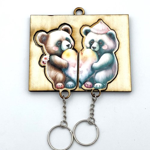 Porte-clés duo pour la saint valentin - duo oursons