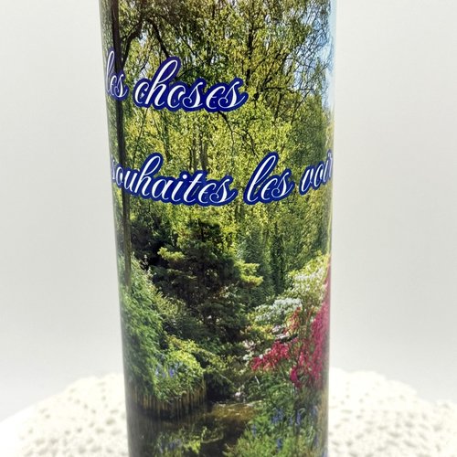 Tumbler isotherme de 20 oz (environ 600 ml) avec couvercle et paille - un joli jardin avec citation inspirante
