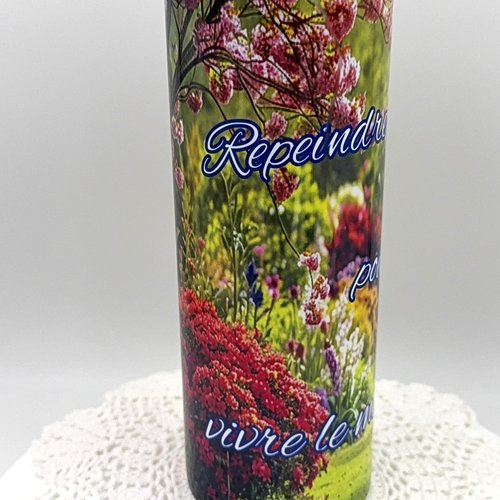 Tumbler isotherme de 20 oz (environ 600 ml) avec couvercle et paille - un joli jardin avec citation inspirante