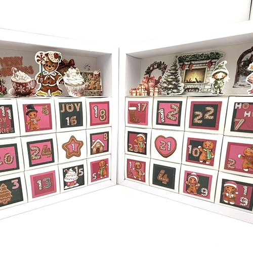 Grand calendrier de l'avent en forme de livre rose gourmand