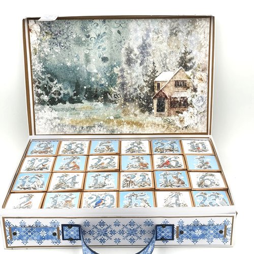 Calendrier de l'avent en forme de valise bleu