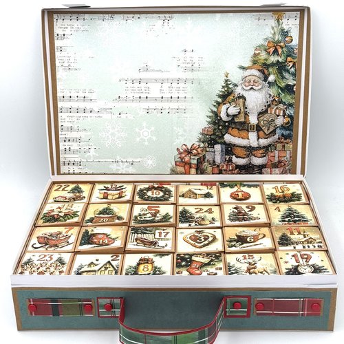 Calendrier de l'avent en forme de valise rouge et verte