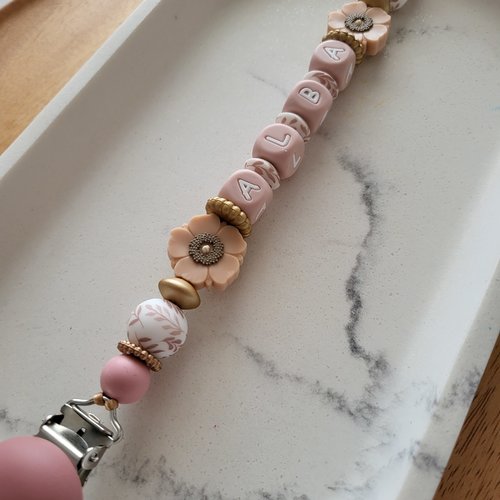 Attache tetine fille fleur de lotus