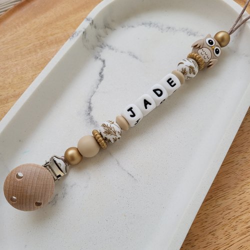 Attache tetine fille , chouette