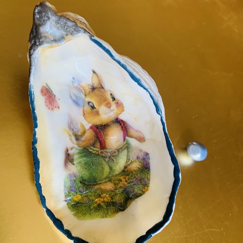 Coquillage huître pâques lapin décoration