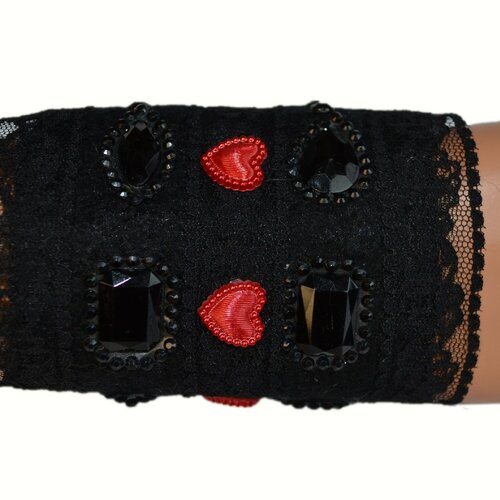 Unique et original bracelet en laine feutre noir  rouge style bohémien, vintage,  hippie bracelet en laine feutre unique art deco