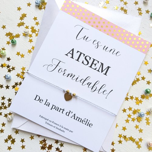 Cadeau de remerciement de l'atsem avec carte pour la fin de l'année scolaire