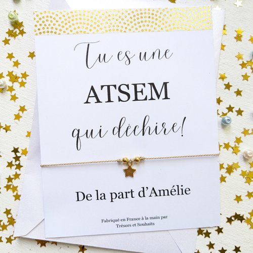 Bracelet en forme d'étoile cadeau de remerciement pour une atsem en fin d'année scolaire