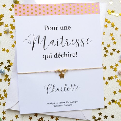 Bracelet cadeau de remerciement pour un super professeur pour la fin de l'année scolaire