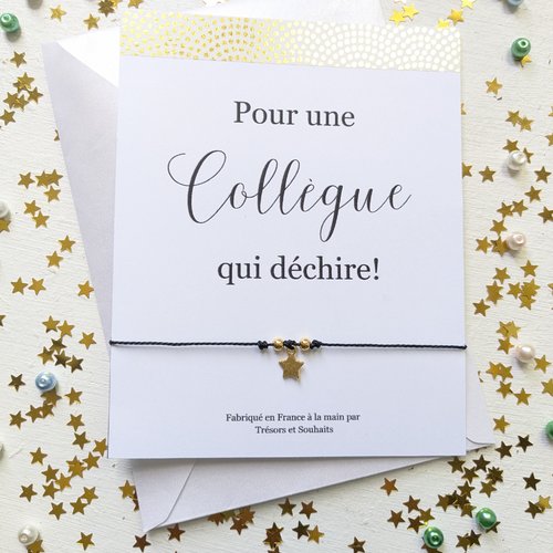 Cadeau pour remercier un collègue, bracelet avec breloque étoile, départ d'un collègue, changement d'emploi, promotion, retraite, merci