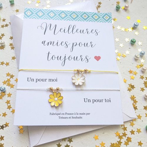 Deux bracelets d'amitié à partager avec une amie spéciale, carte d'anniversaire et cadeau de remerciement