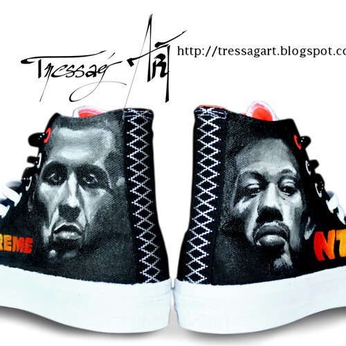 Custom shoes baskets converse supreme ntm 40 - chaussures customisées joey starr kool shen rap