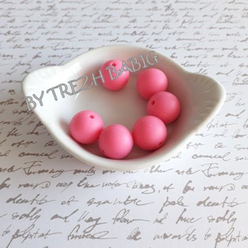 Perle ronde 15 mm silicone pour bébé rose moyen macaroon