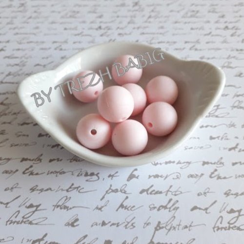 Perle silicone ronde rose marbré 15 mm