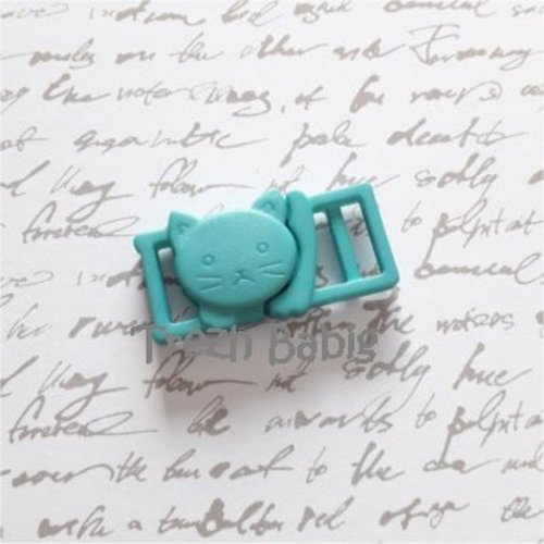 Boucle clip attache chat turquoise