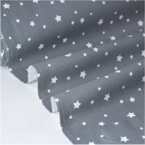 Tissu coton coupon 50x50 cm étoile gris