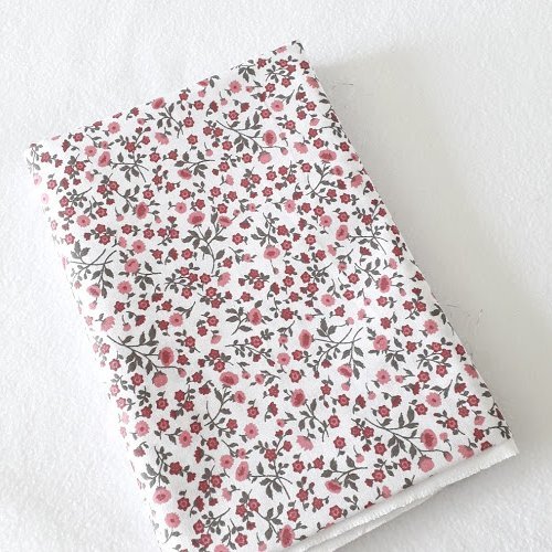 Tissu coton coupon 50x50 cm fleurs rose / vert