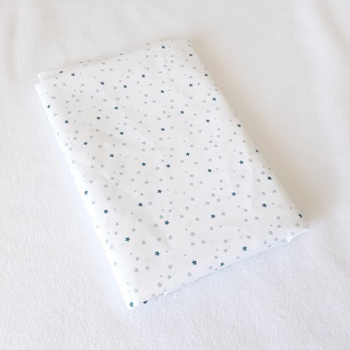 Tissu coton coupon 50x150 cm mini étoiles bleu gris