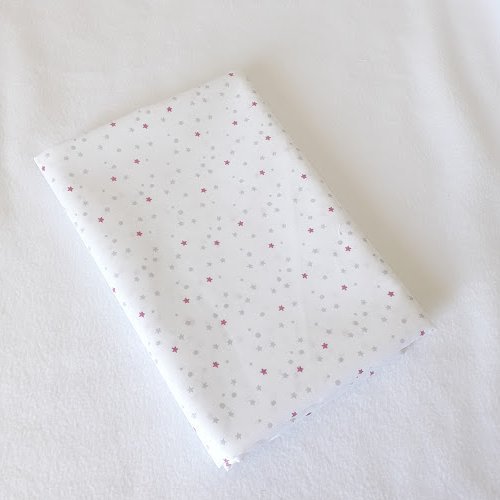 Tissu coton coupon 50x150 cm mini étoiles rose gris