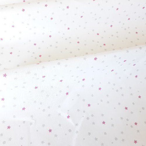 Tissu coton coupon 50x50 cm mini étoiles rose gris