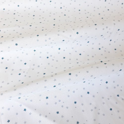 Tissu coton coupon 50x50 cm mini étoiles bleu gris