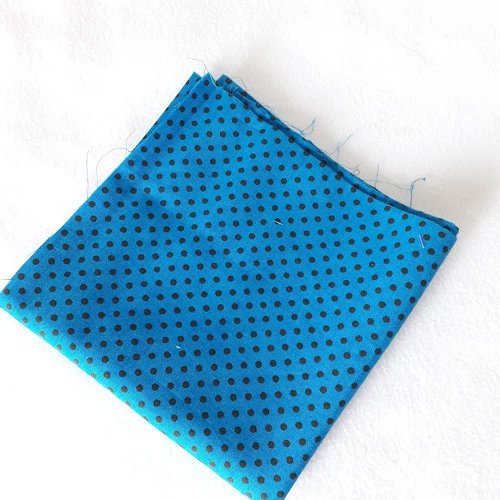 Tissu coton coupon 50x50 cm pois turquoise/marron