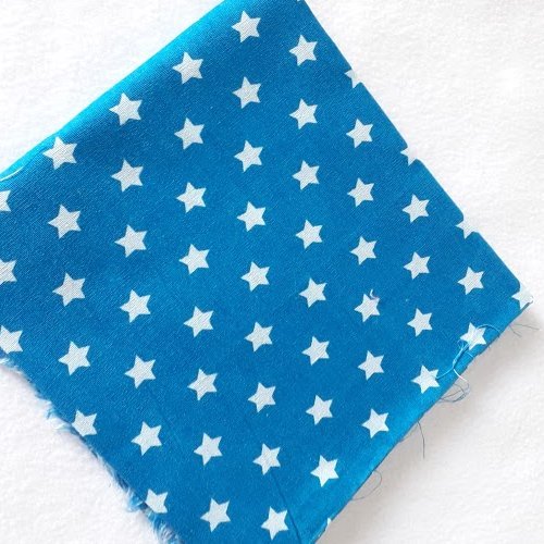 Tissu coton étoiles 50 x 50 cm turquoise