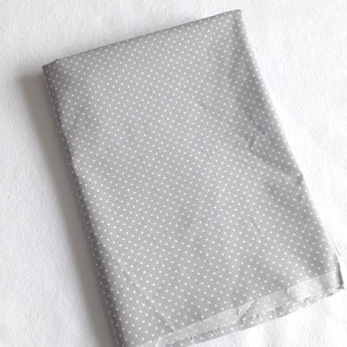 Tissu coton coupon 50x150 cm pois gris clair